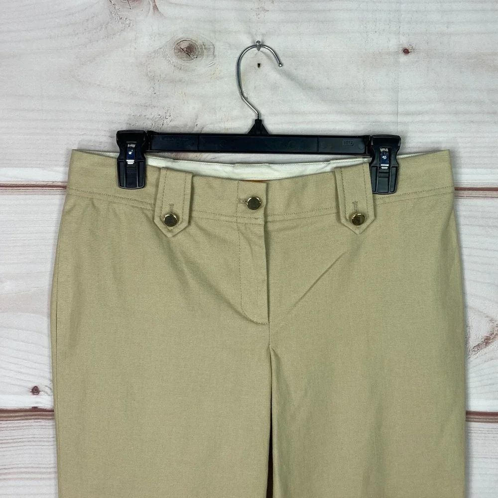 Tory Burch Pants Womens 8 Beige Ankle Chino Straight Leg Mid Rise Cotton Stretch